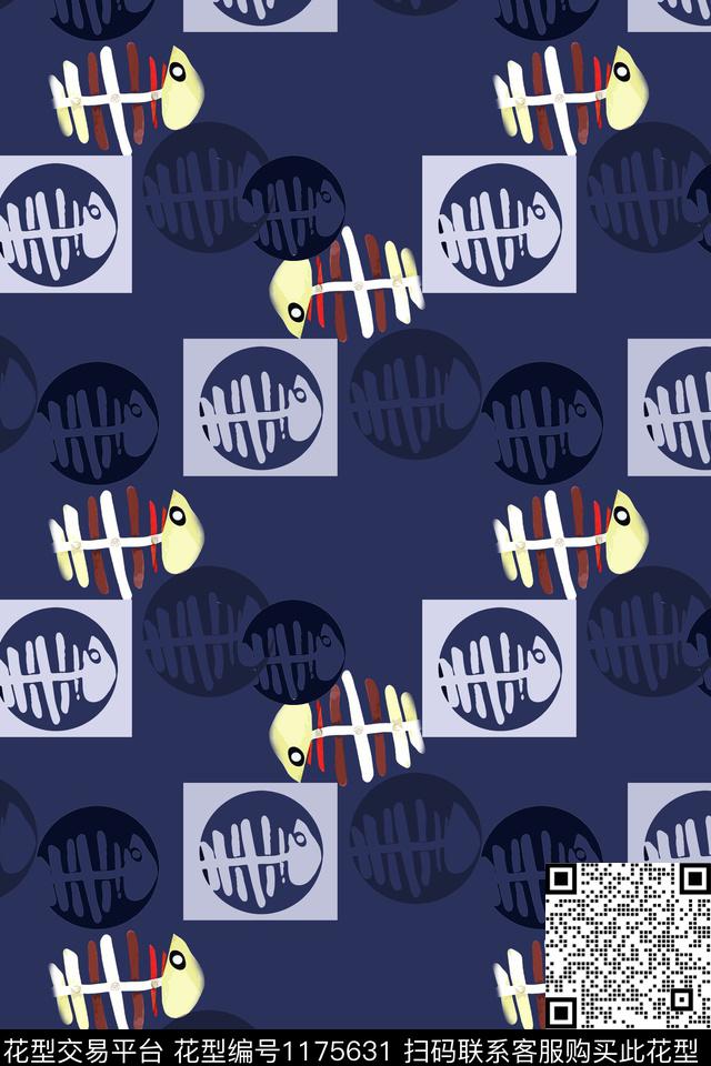 动物纹鱼儿自在飘风俗画传统印花华亿平台下载（图片编号: 1175631） - 瓦栏（Walan）