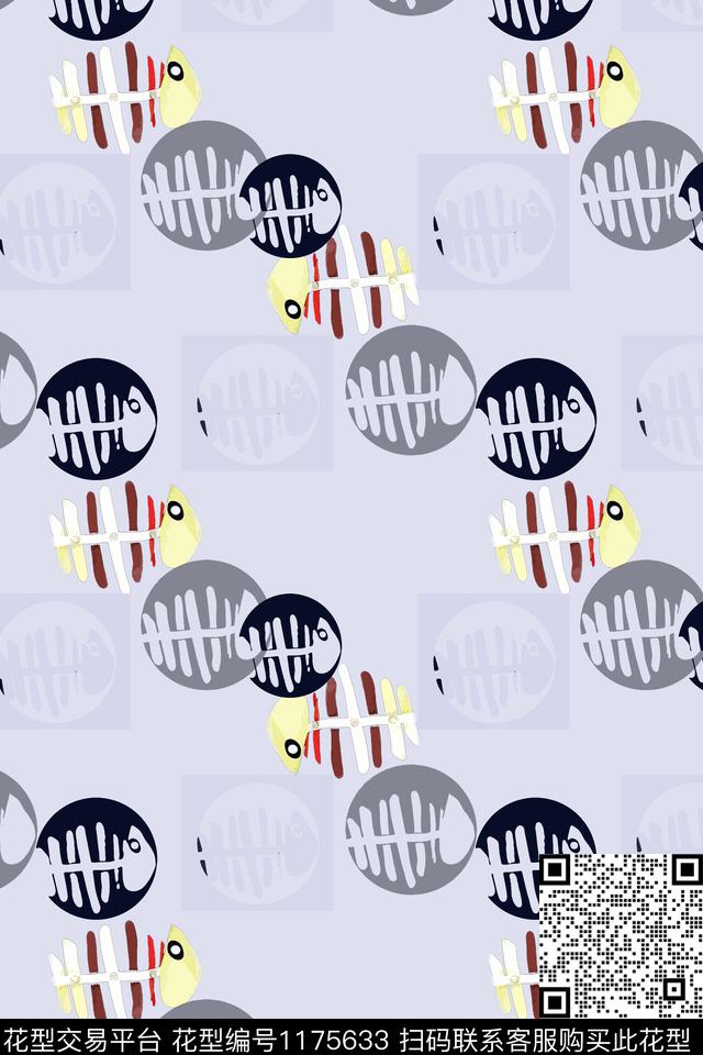 动物纹鱼儿自在飘风俗画传统印花华亿平台下载（图片编号: 1175633） - 瓦栏（Walan）