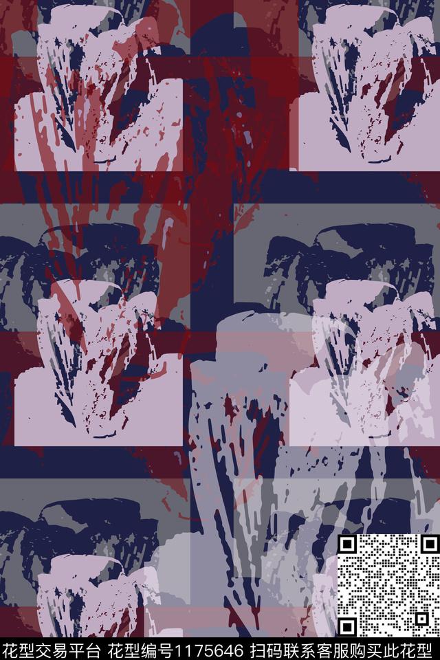 抽象花卉抽象风俗画传统印花华亿平台下载（图片编号: 1175646） - 瓦栏（Walan）