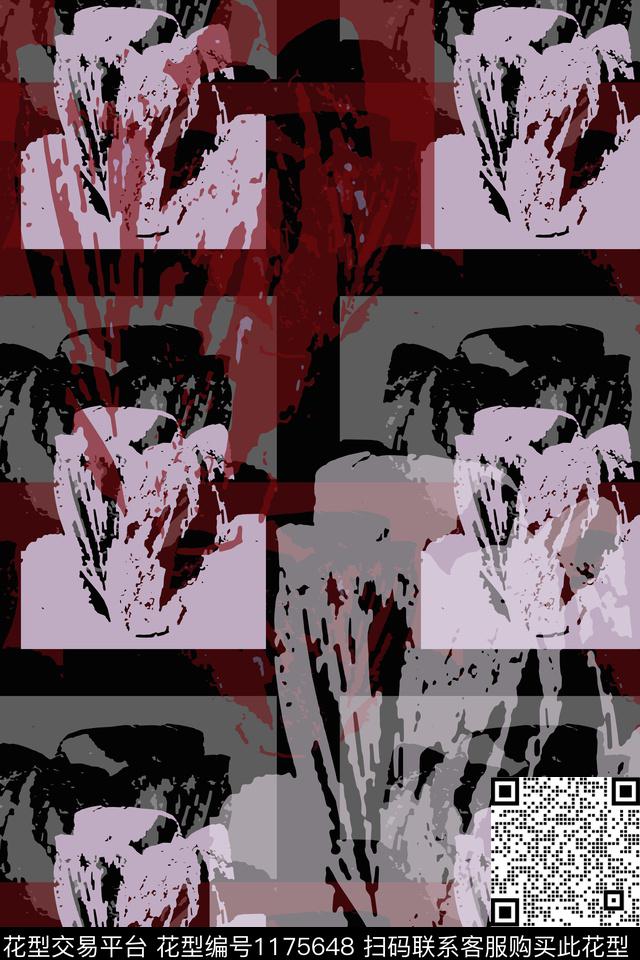 抽象花卉抽象风俗画传统印花华亿平台下载（图片编号: 1175648） - 瓦栏（Walan）