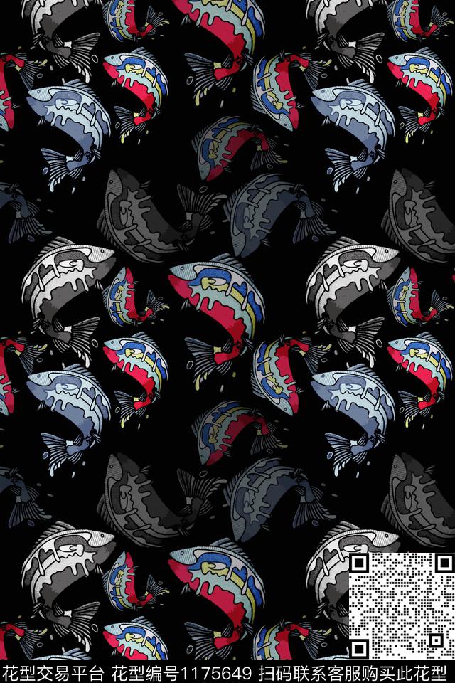 动物纹鱼儿自在飘风俗画传统印花华亿平台下载（图片编号: 1175649） - 瓦栏（Walan）