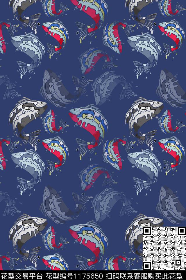 鱼儿自在飘风俗画传统印花华亿平台下载（图片编号: 1175650） - 瓦栏（Walan）