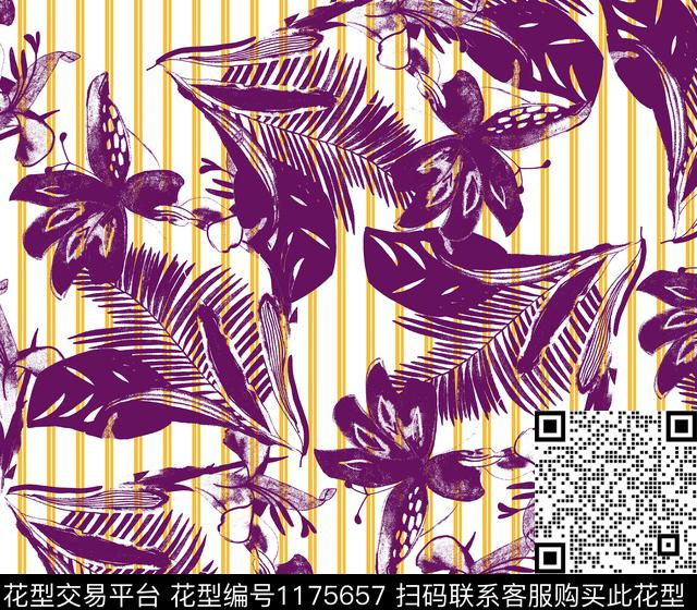 花卉抽象花卉单色传统印花华亿平台下载（图片编号: 1175657） - 瓦栏（Walan）