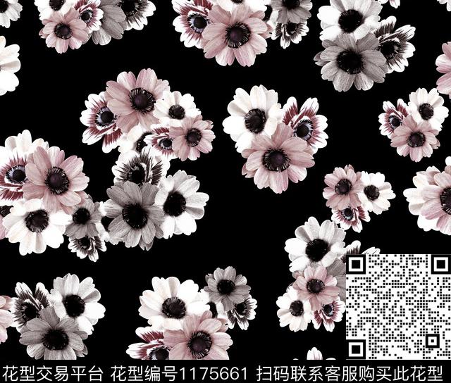 春夏华亿平台花卉手绘大花传统印花华亿平台下载（图片编号: 1175661） - 瓦栏（Walan）