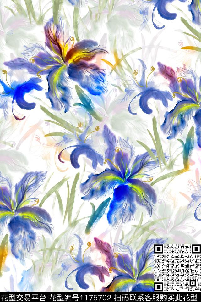 花瓣朦胧花卉数码印花华亿平台下载（图片编号: 1175702） - 瓦栏（Walan）