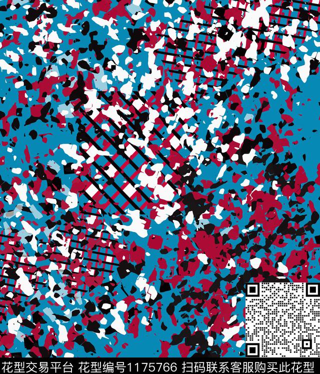 几何抽象格子数码印花华亿平台下载（图片编号: 1175766） - 瓦栏（Walan）