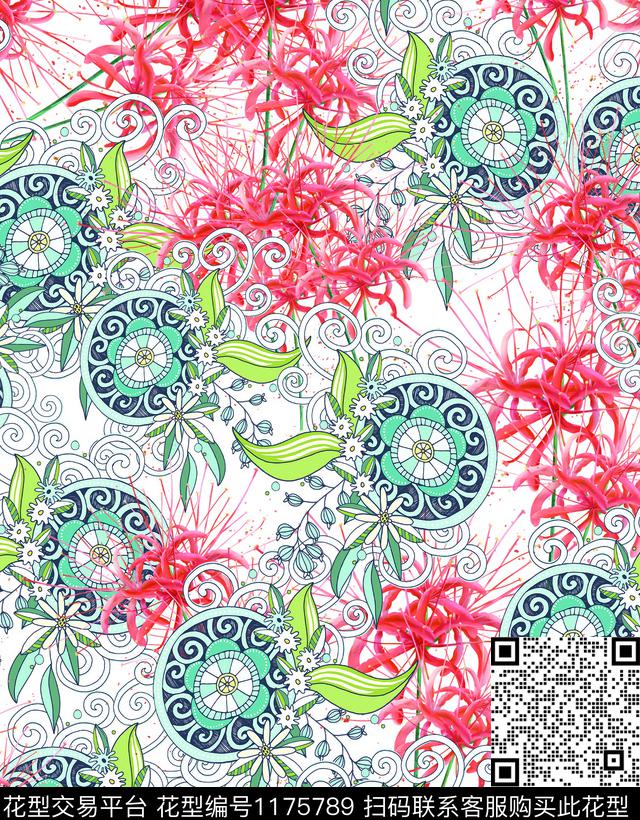 潮牌花卉莫妮卡-大牌华亿平台数码印花华亿平台下载（图片编号: 1175789） - 瓦栏（Walan）