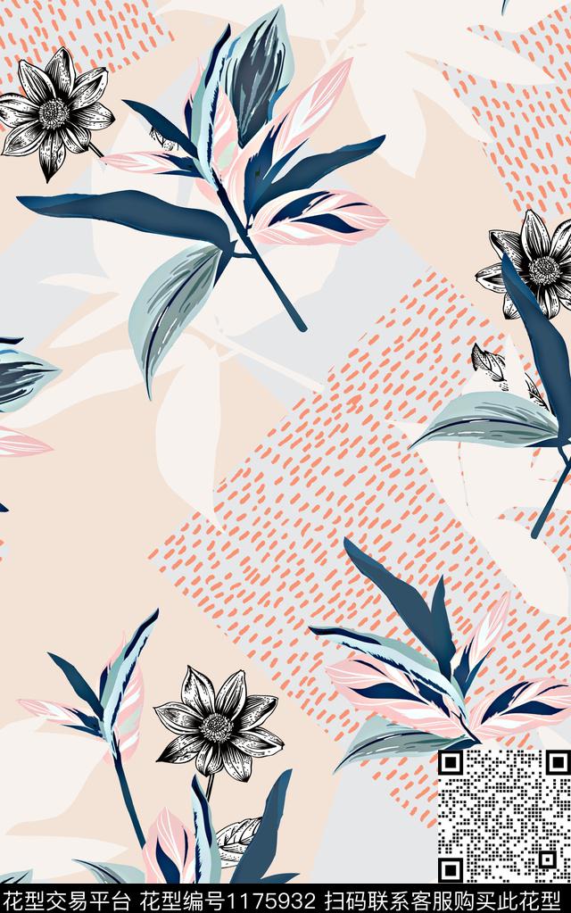 数码华亿平台几何格子数码印花华亿平台下载（图片编号: 1175932） - 瓦栏（Walan）