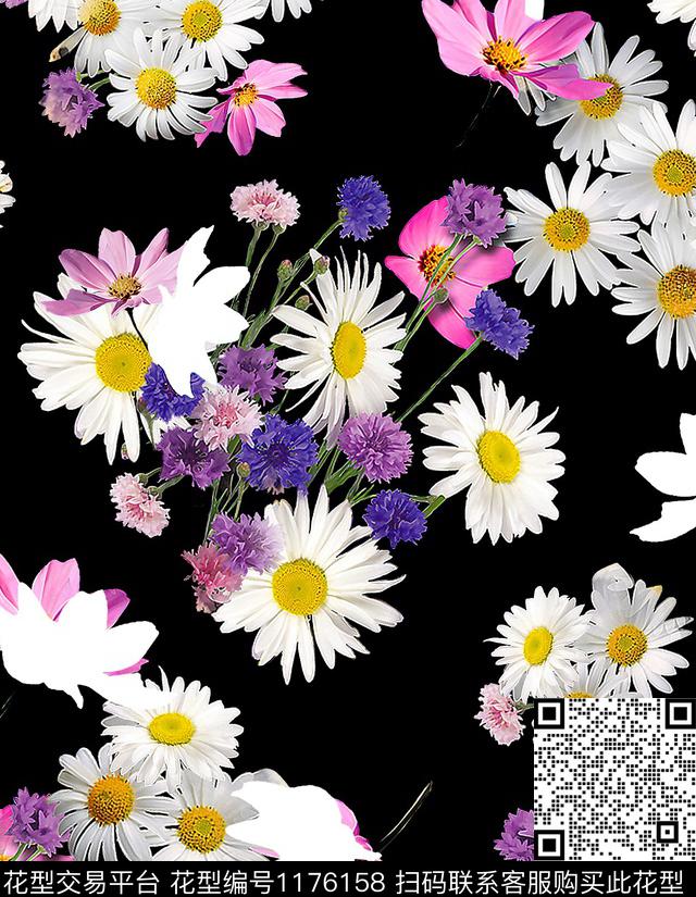 花卉大牌风素雅数码印花华亿平台下载（图片编号: 1176158） - 瓦栏（Walan）