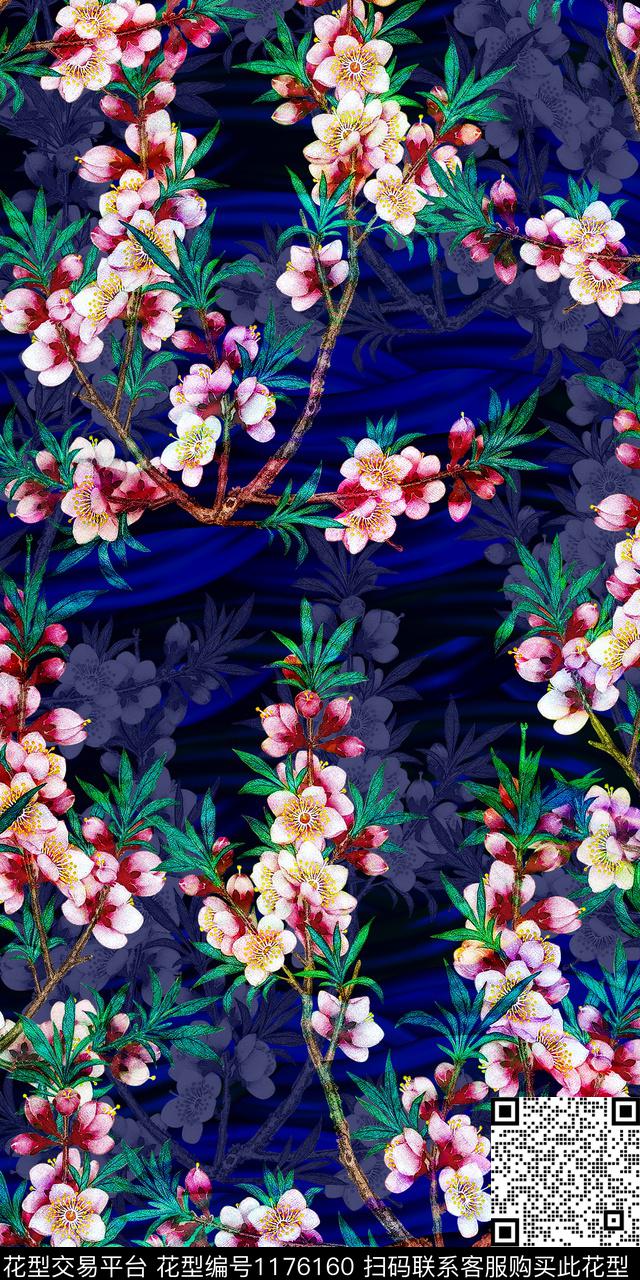花卉大牌风素雅数码印花华亿平台下载（图片编号: 1176160） - 瓦栏（Walan）