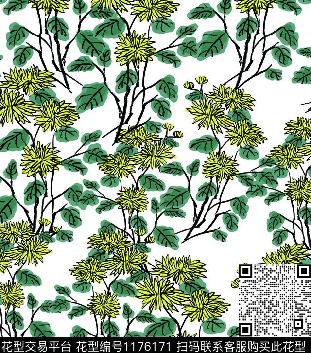 数码华亿平台花卉大牌风数码印花华亿平台下载（图片编号: 1176171） - 瓦栏（Walan）