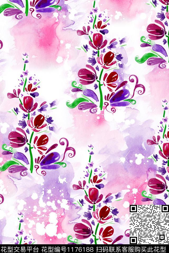 时尚水墨风插画数码印花华亿平台下载（图片编号: 1176188） - 瓦栏（Walan）