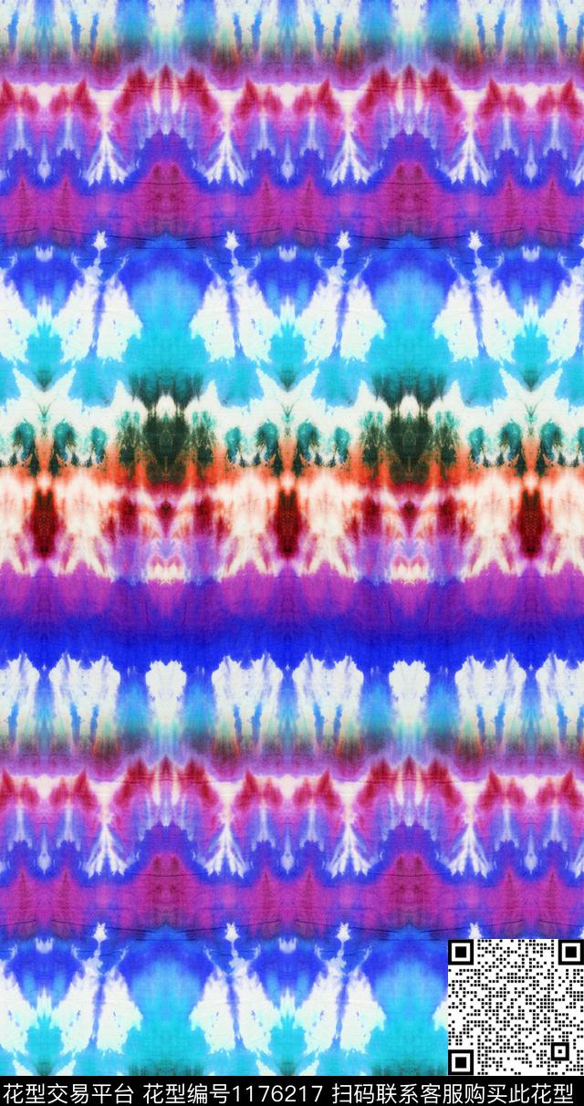 扎染华亿平台炫彩民族风数码印花华亿平台下载（图片编号: 1176217） - 瓦栏（Walan）