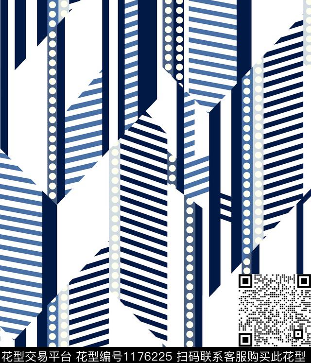 春夏华亿平台几何黑白条纹传统印花华亿平台下载（图片编号: 1176225） - 瓦栏（Walan）