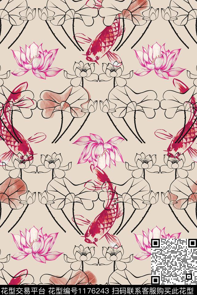 数码华亿平台花卉大牌风数码印花华亿平台下载（图片编号: 1176243） - 瓦栏（Walan）