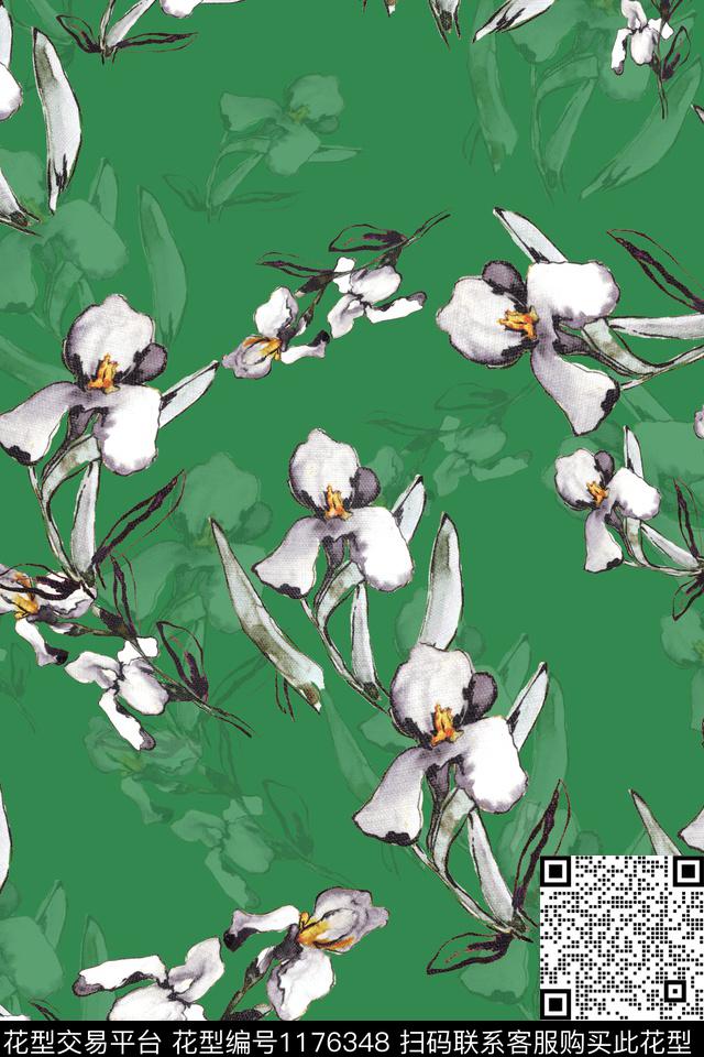 春夏华亿平台花卉小清新数码印花华亿平台下载（图片编号: 1176348） - 瓦栏（Walan）