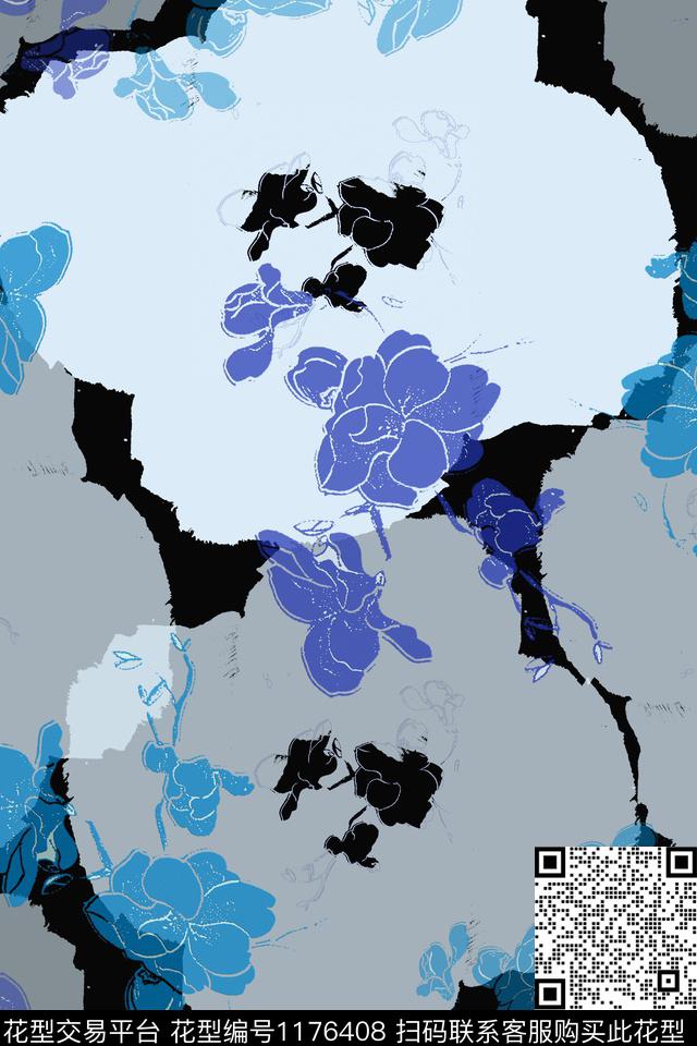 植物乡村生活手绘线条笔触数码印花华亿平台下载（图片编号: 1176408） - 瓦栏（Walan）