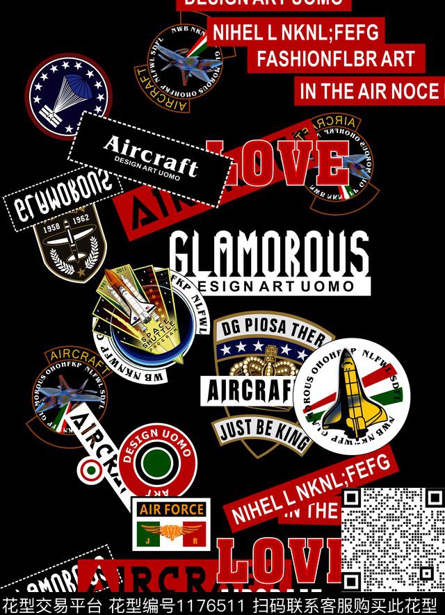 版画抽象英文空军一号数码印花华亿平台下载（图片编号: 1176511） - 瓦栏（Walan）