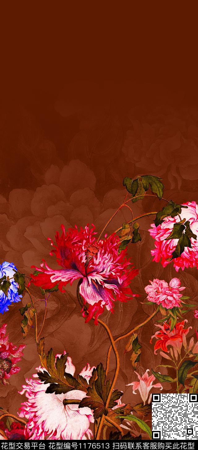 国画定位花数码定位花数码印花华亿平台下载（图片编号: 1176513） - 瓦栏（Walan）