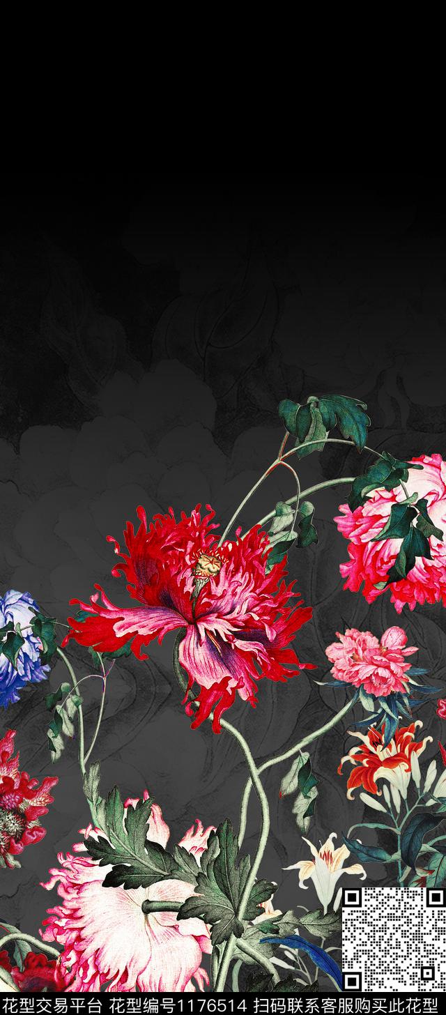 国画定位花数码定位花数码印花华亿平台下载（图片编号: 1176514） - 瓦栏（Walan）