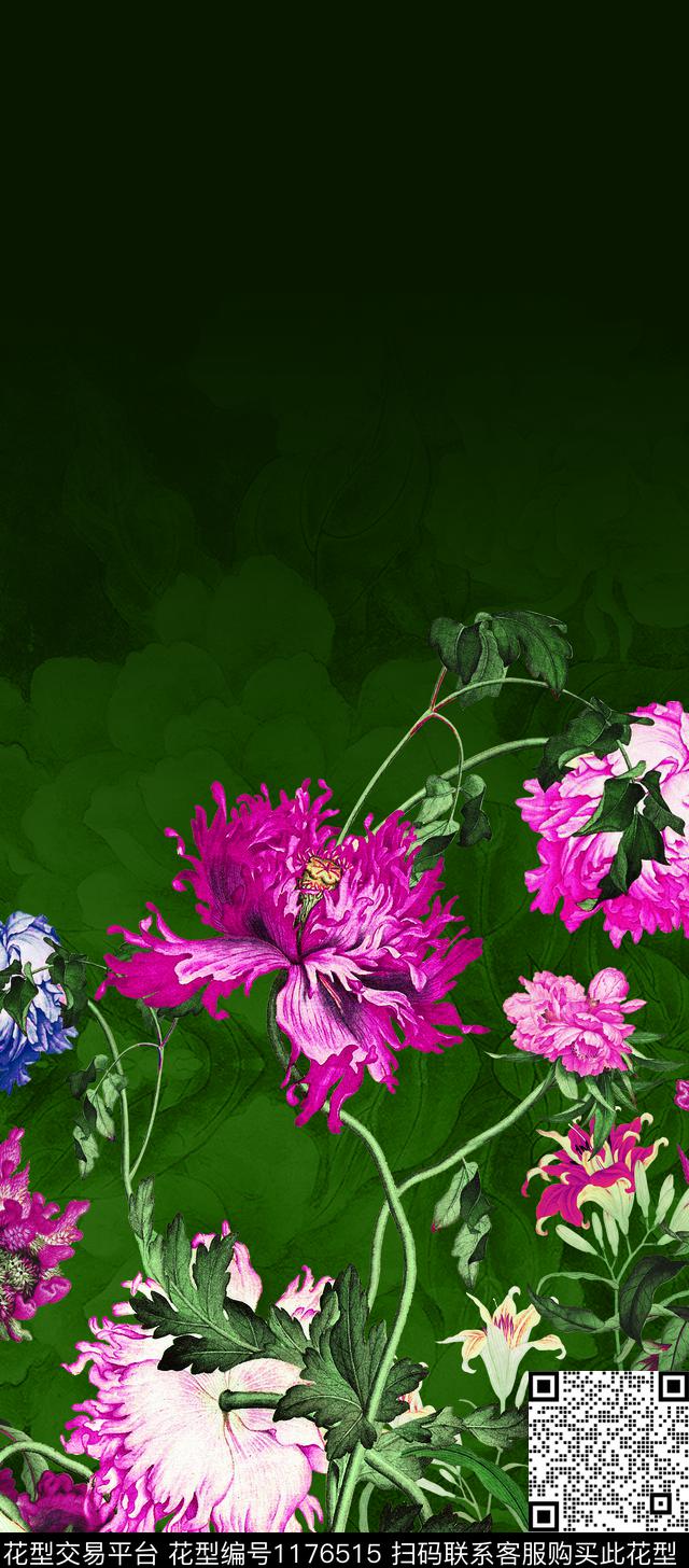 国画定位花数码定位花数码印花华亿平台下载（图片编号: 1176515） - 瓦栏（Walan）