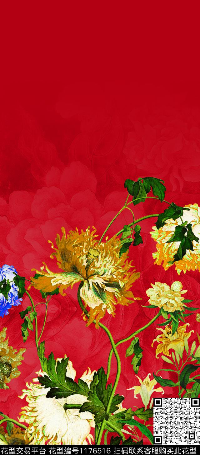 国画定位花数码定位花数码印花华亿平台下载（图片编号: 1176516） - 瓦栏（Walan）