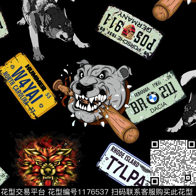 狼抽象男装动物头数码印花华亿平台下载（图片编号: 1176537） - 瓦栏（Walan）