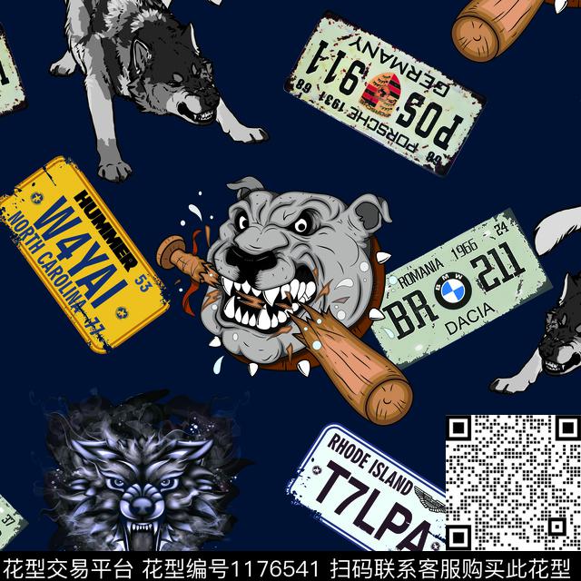 狼抽象男装动物头数码印花华亿平台下载（图片编号: 1176541） - 瓦栏（Walan）