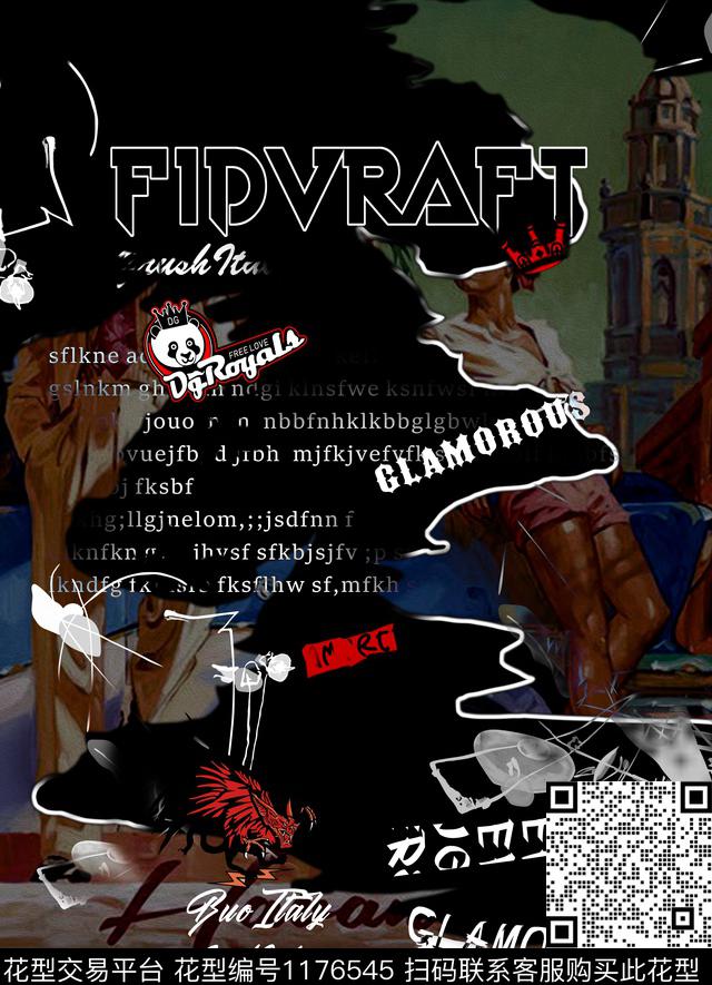 火箭油画华亿平台原创抽象英文数码印花华亿平台下载（图片编号: 1176545） - 瓦栏（Walan）