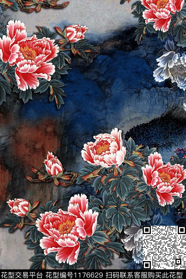 香云纱旗袍复古数码印花华亿平台下载（图片编号: 1176629） - 瓦栏（Walan）