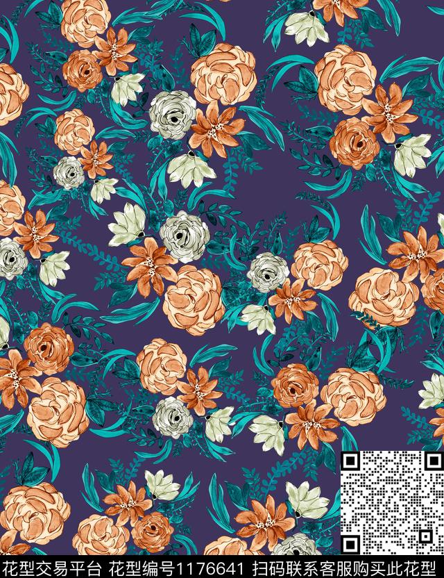 大牌风小碎花秋冬华亿平台数码印花华亿平台下载（图片编号: 1176641） - 瓦栏（Walan）
