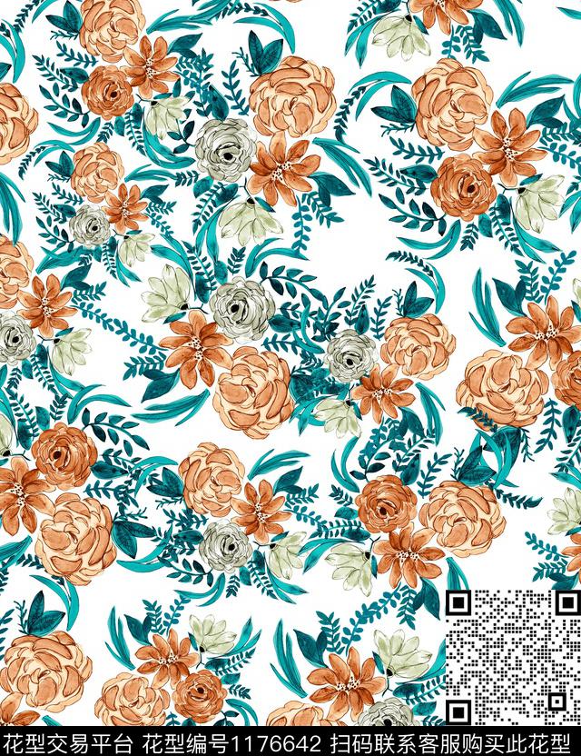 大牌风小碎花秋冬华亿平台数码印花华亿平台下载（图片编号: 1176642） - 瓦栏（Walan）