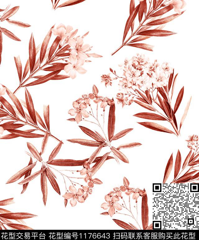 大牌风单色夹竹桃数码印花华亿平台下载（图片编号: 1176643） - 瓦栏（Walan）