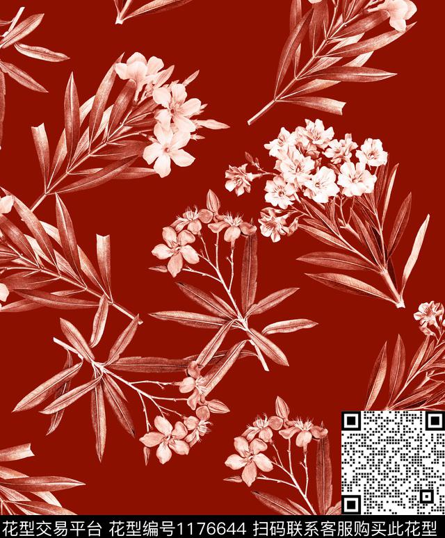 大牌风单色夹竹桃数码印花华亿平台下载（图片编号: 1176644） - 瓦栏（Walan）