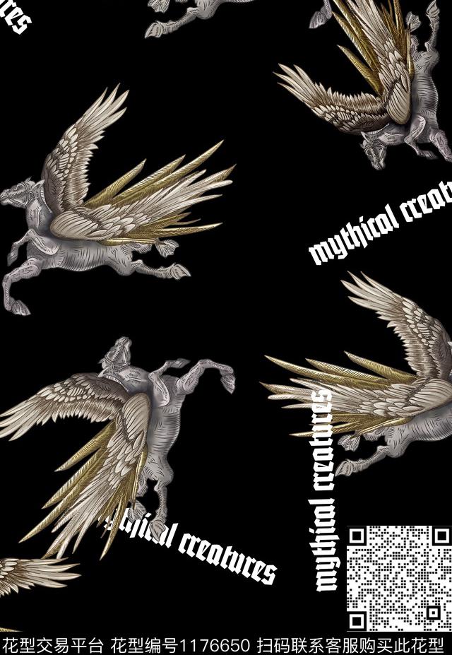 字母插画男装数码印花华亿平台下载（图片编号: 1176650） - 瓦栏（Walan）