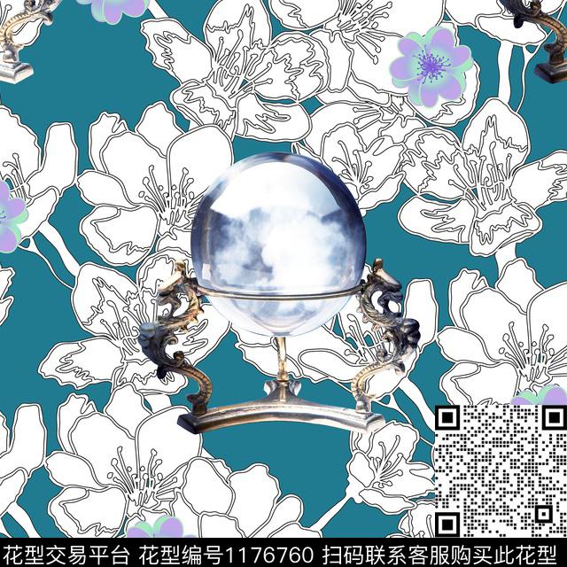 春夏华亿平台机械古典花纹数码印花华亿平台下载（图片编号: 1176760） - 瓦栏（Walan）