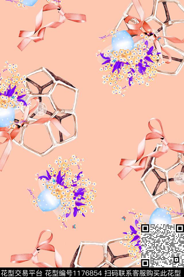 春夏华亿平台几何蝴蝶结数码印花华亿平台下载（图片编号: 1176854） - 瓦栏（Walan）