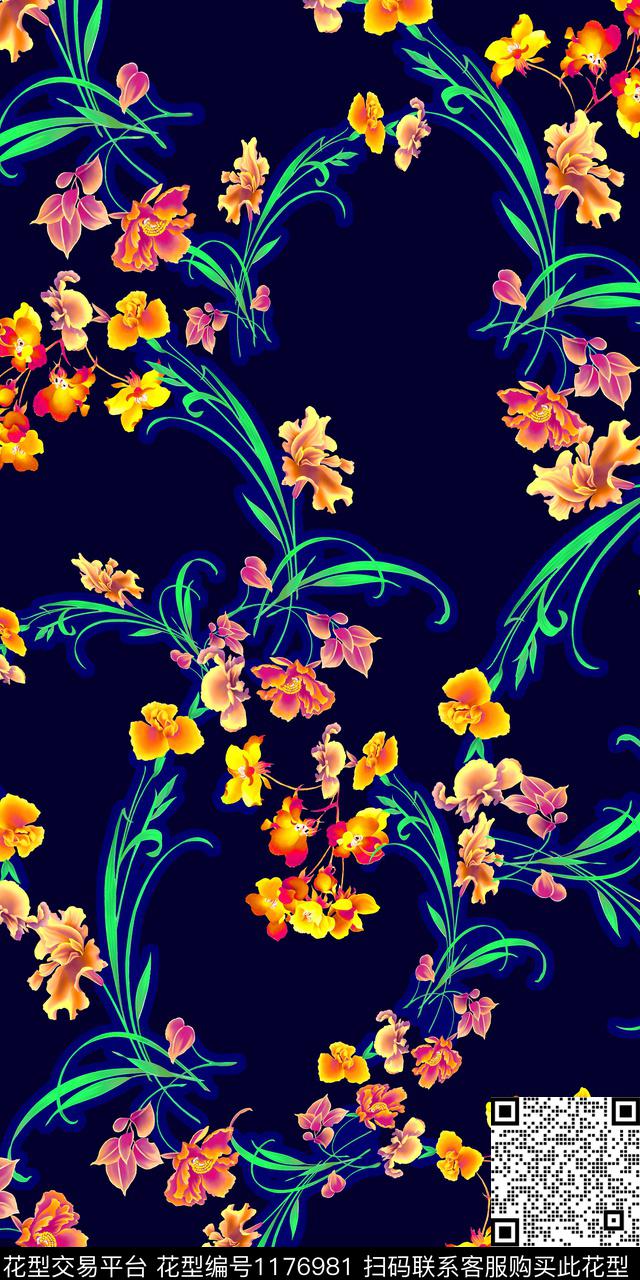 花卉大牌风素雅数码印花华亿平台下载（图片编号: 1176981） - 瓦栏（Walan）