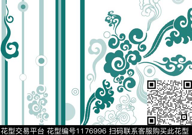 时尚古典花纹定位花数码印花华亿平台下载（图片编号: 1176996） - 瓦栏（Walan）