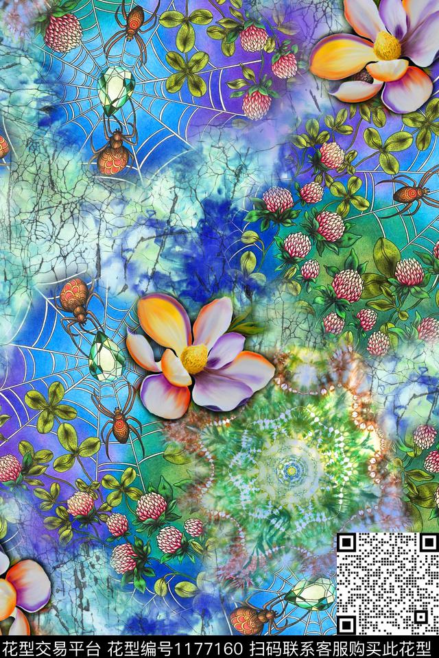 水彩花卉肌理数码印花华亿平台下载（图片编号: 1177160） - 瓦栏（Walan）