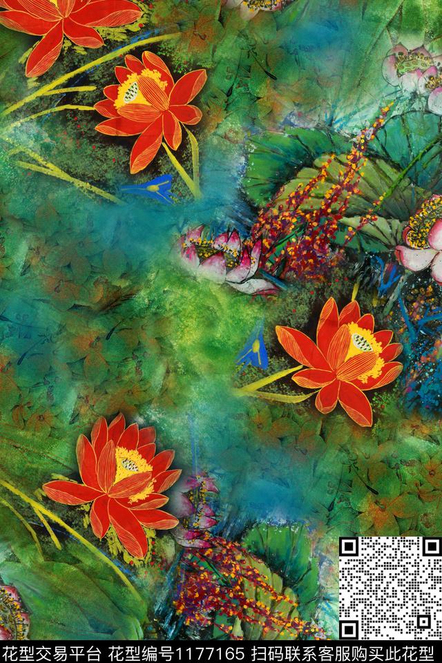 抽象花卉油画华亿平台数码印花华亿平台下载（图片编号: 1177165） - 瓦栏（Walan）