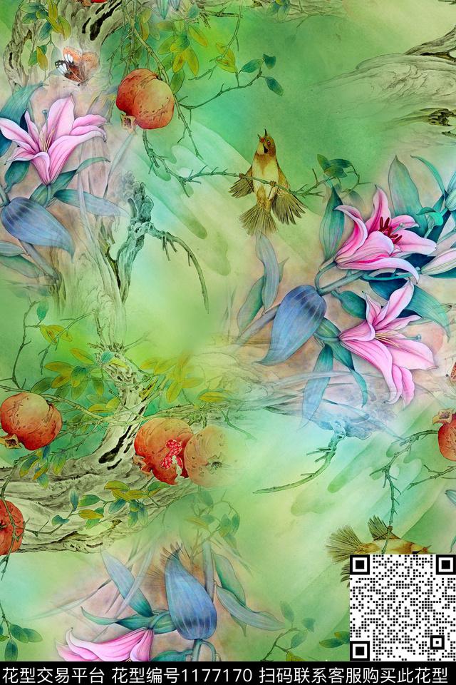 水彩花卉肌理数码印花华亿平台下载（图片编号: 1177170） - 瓦栏（Walan）