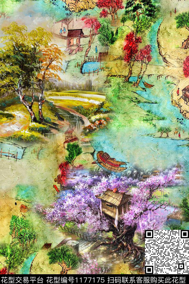 抽象花卉油画华亿平台数码印花华亿平台下载（图片编号: 1177175） - 瓦栏（Walan）