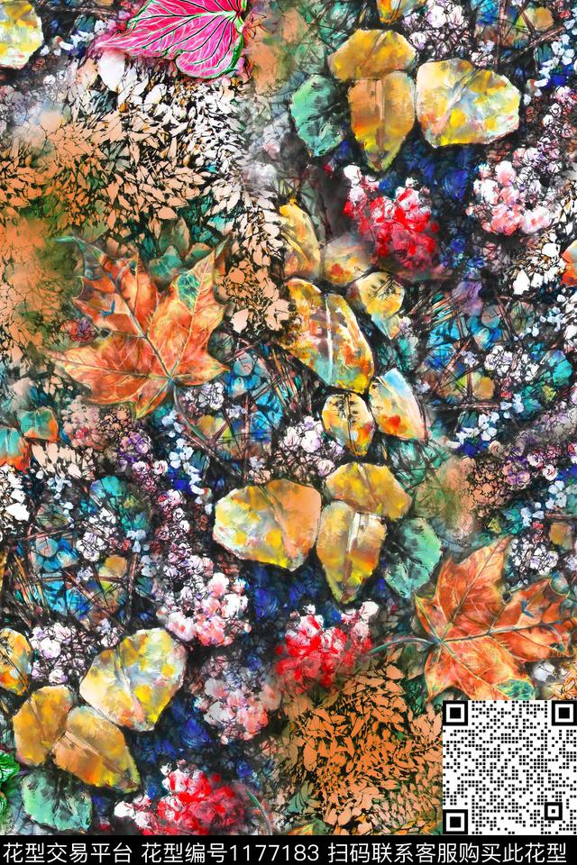 抽象花卉油画华亿平台数码印花华亿平台下载（图片编号: 1177183） - 瓦栏（Walan）