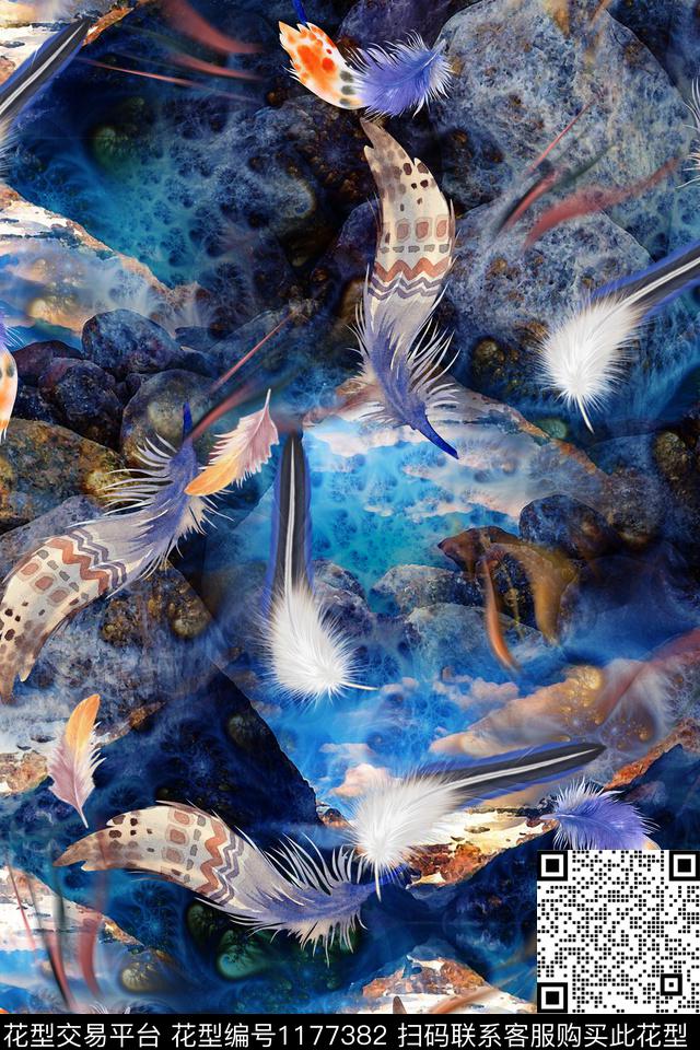 数码华亿平台羽毛肌理数码印花华亿平台下载（图片编号: 1177382） - 瓦栏（Walan）