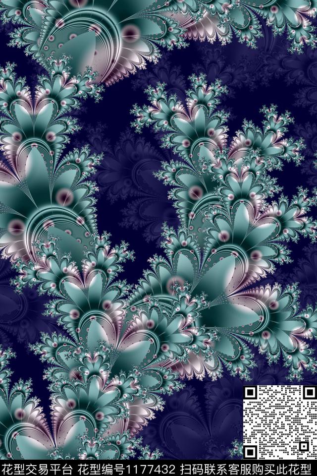 分形几何抽象数码印花华亿平台下载（图片编号: 1177432） - 瓦栏（Walan）