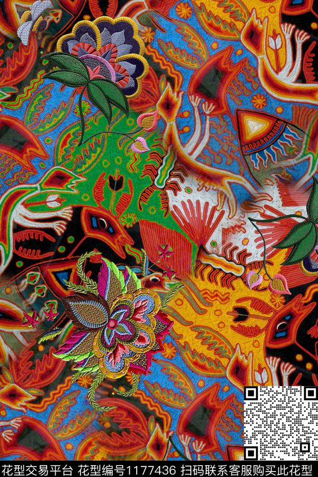 几何抽象肌理数码印花华亿平台下载（图片编号: 1177436） - 瓦栏（Walan）