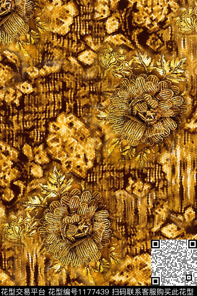 抽象花卉金属数码印花华亿平台下载（图片编号: 1177439） - 瓦栏（Walan）
