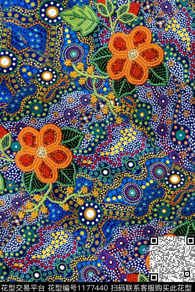 几何花卉波点数码印花华亿平台下载（图片编号: 1177440） - 瓦栏（Walan）
