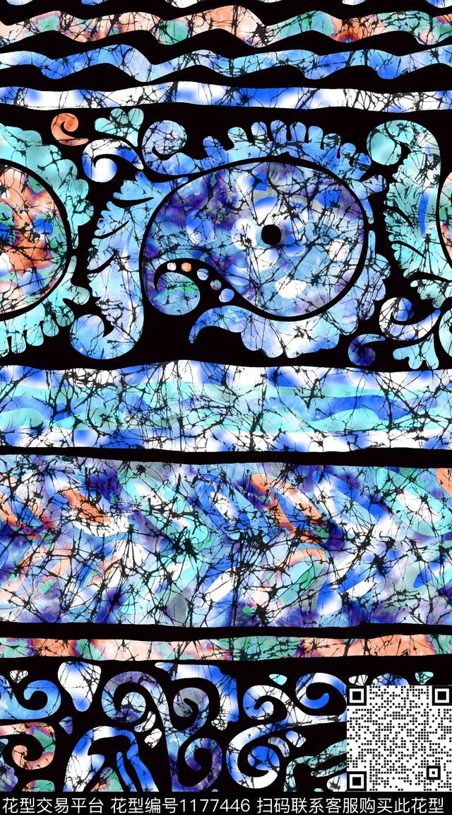 数码华亿平台几何抽象数码印花华亿平台下载（图片编号: 1177446） - 瓦栏（Walan）